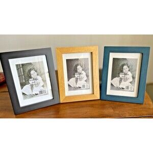 Wood Picture Frames 5x7  Lot Of 3 Solid Wood, Black, Brown, Blue